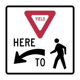 yield to pedestrians 36 by 36 left sign