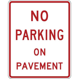 No parking on pavement sign