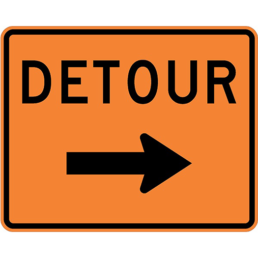 Detour right arrow sign