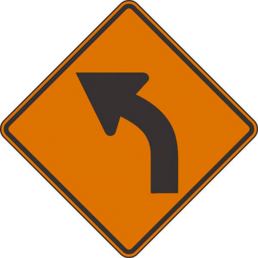Left curve symbol orange sign